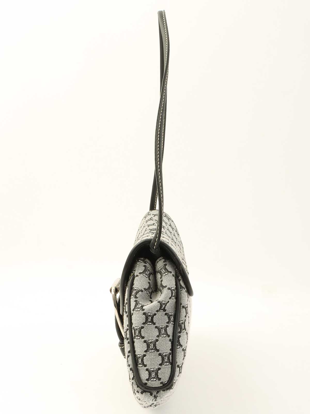 マカダムパターンロゴバックルハンドバッグ ブラック