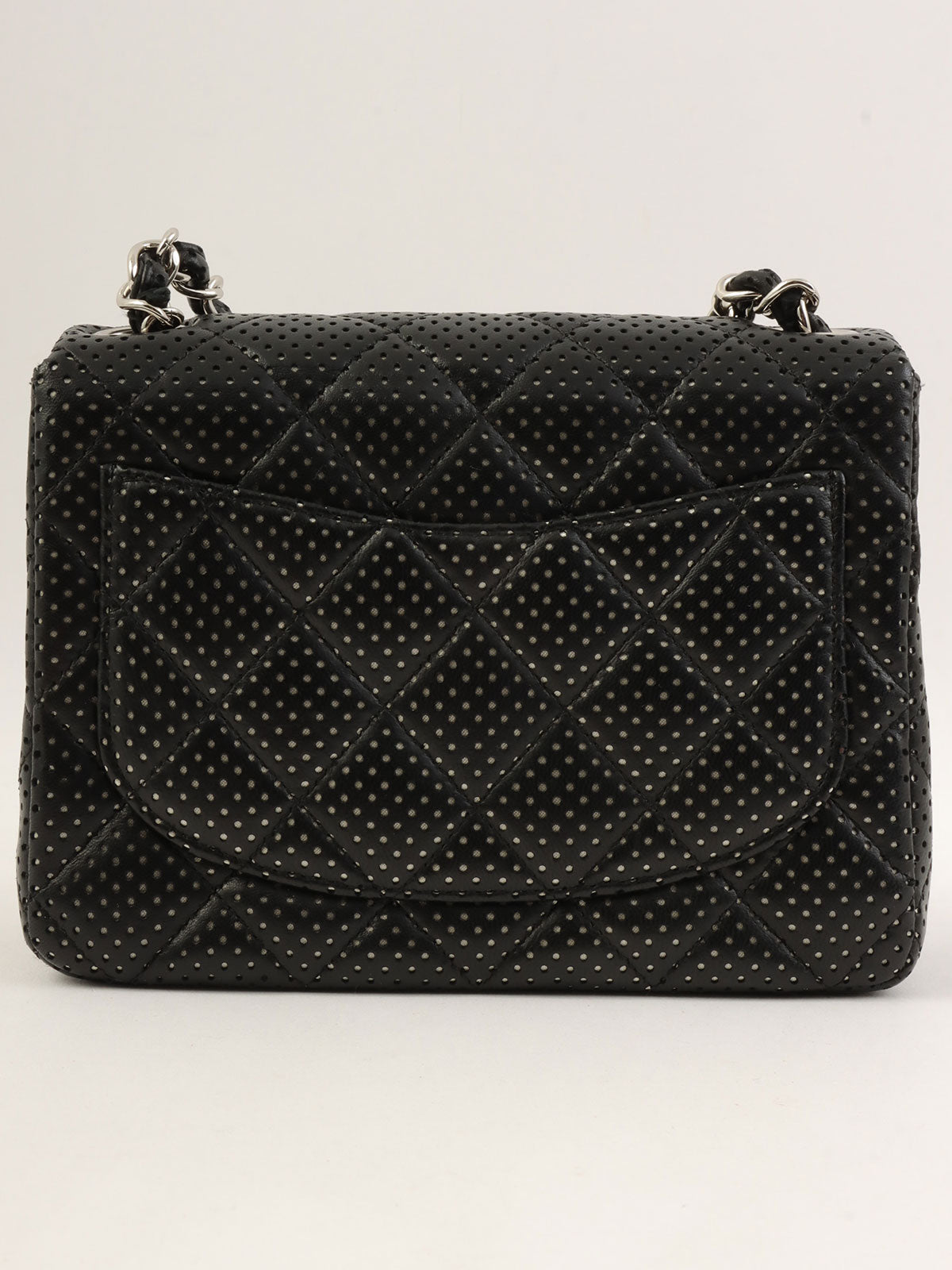 2007 Punched Leather Classic Flap Chain Bag Mini Black