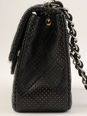 2007 Punched Leather Classic Flap Chain Bag Mini Black
