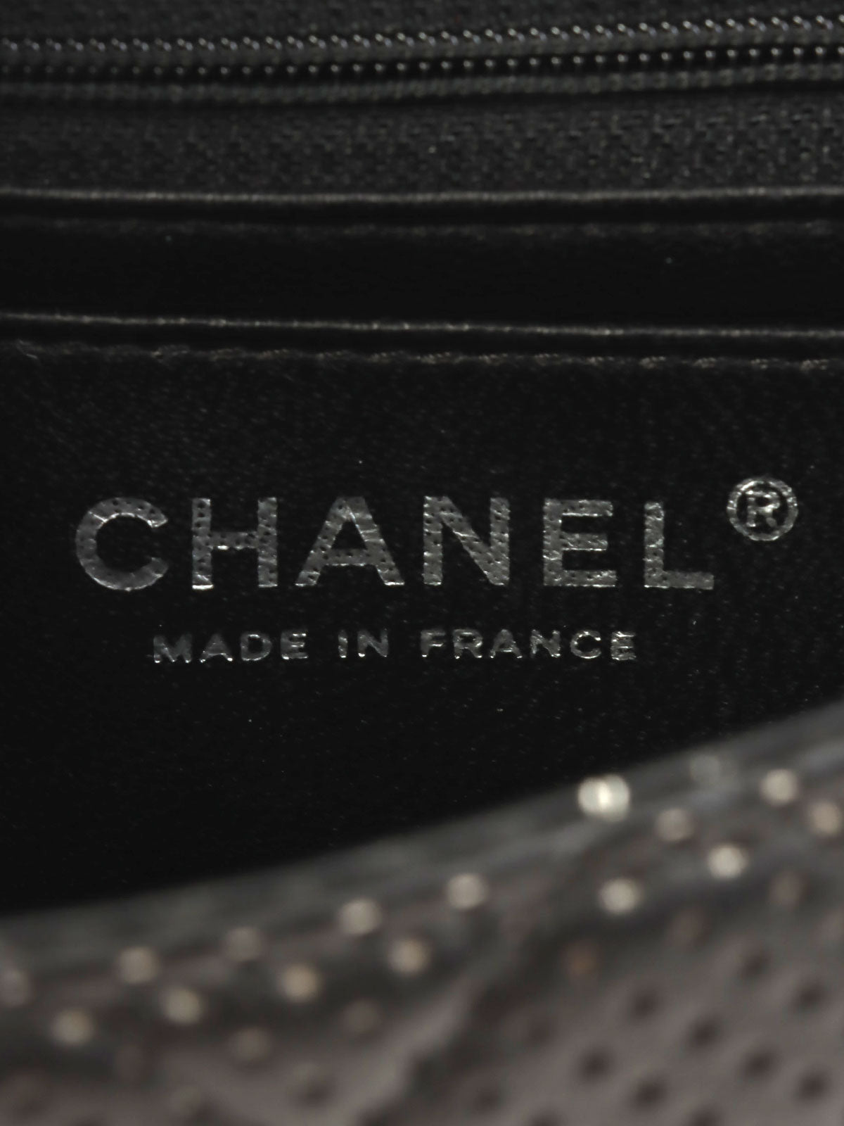 2007 Punched Leather Classic Flap Chain Bag Mini Black