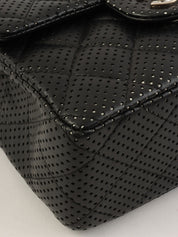 2007 Punched Leather Classic Flap Chain Bag Mini Black