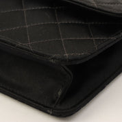 Silk Satin Matelassé Stitch CC Turnlock Chain Shoulder Bag, Black, Circa 1992