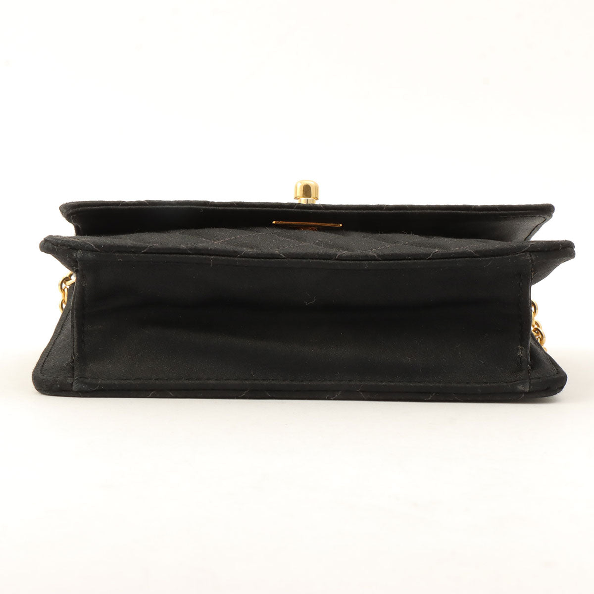 Silk Satin Matelassé Stitch CC Turnlock Chain Shoulder Bag, Black, Circa 1992