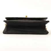 Silk Satin Matelassé Stitch CC Turnlock Chain Shoulder Bag, Black, Circa 1992