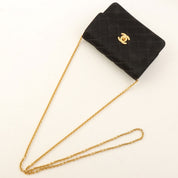 Silk Satin Matelassé Stitch CC Turnlock Chain Shoulder Bag, Black, Circa 1992