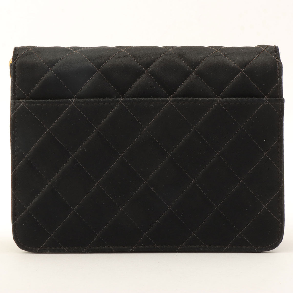 Silk Satin Matelassé Stitch CC Turnlock Chain Shoulder Bag, Black, Circa 1992