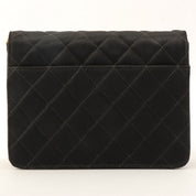 Silk Satin Matelassé Stitch CC Turnlock Chain Shoulder Bag, Black, Circa 1992