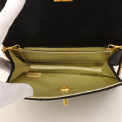 Silk Satin Matelassé Stitch CC Turnlock Chain Shoulder Bag, Black, Circa 1992