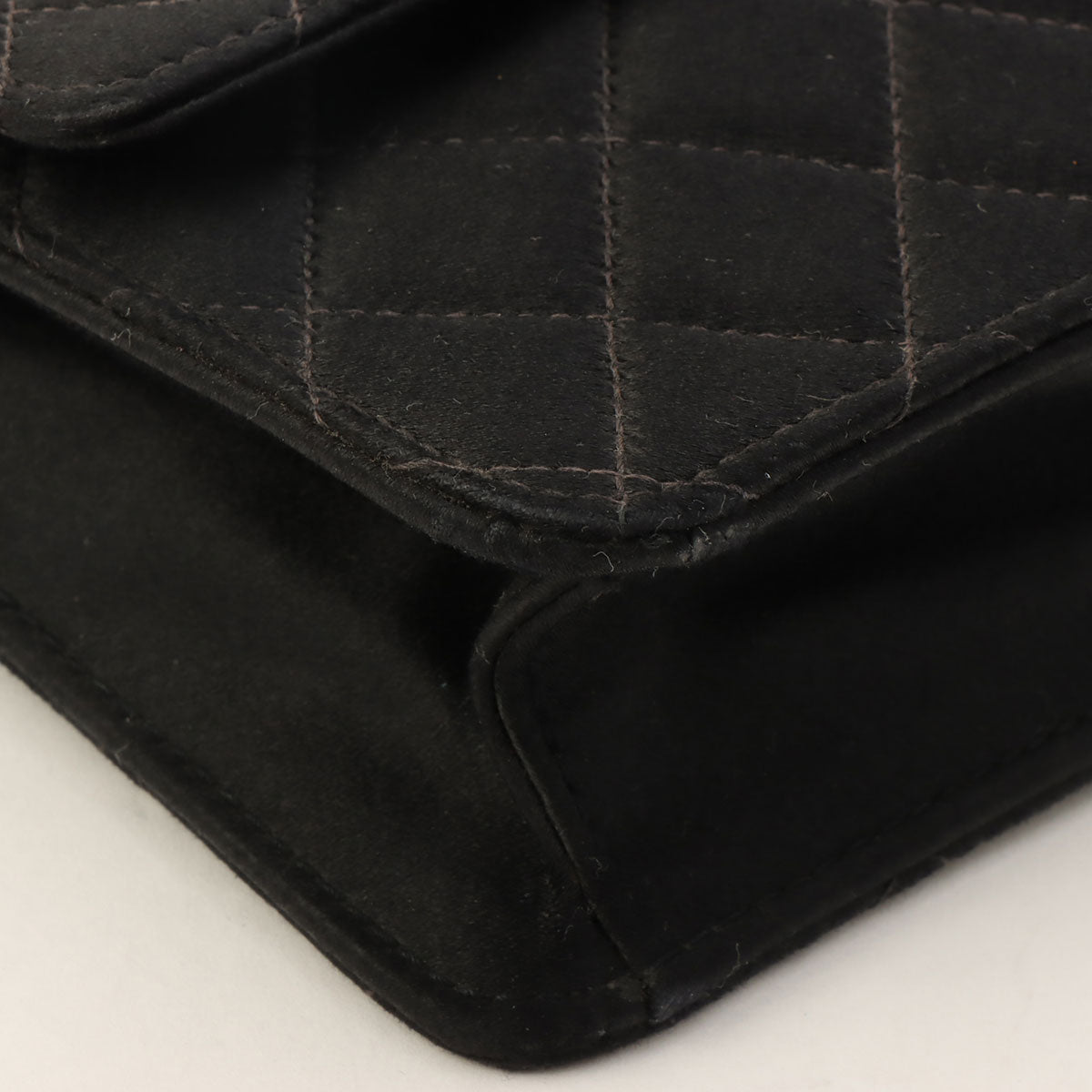 Silk Satin Matelassé Stitch CC Turnlock Chain Shoulder Bag, Black, Circa 1992