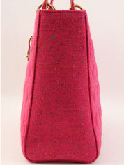 Tweed Lady Dior Cannage Stitch 2-Way Bag L Pink