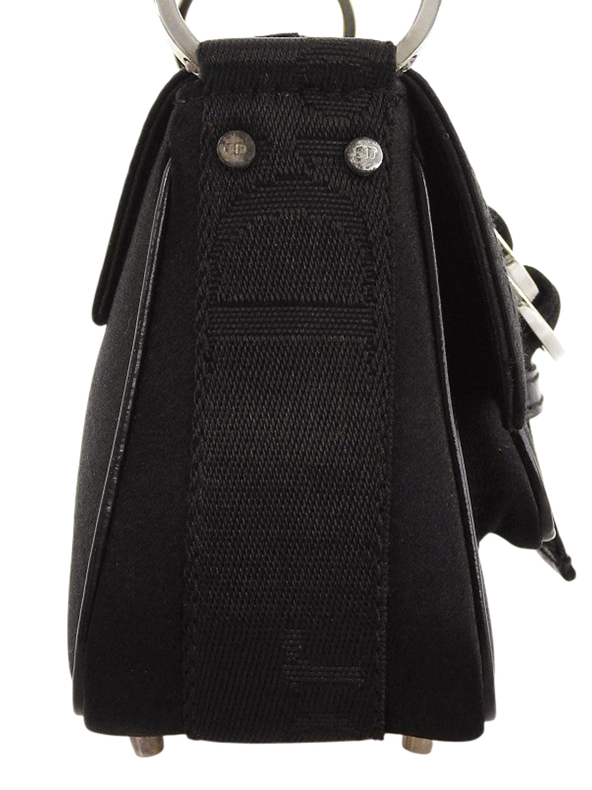 Satin Rhinestone Chain Handbag in Black