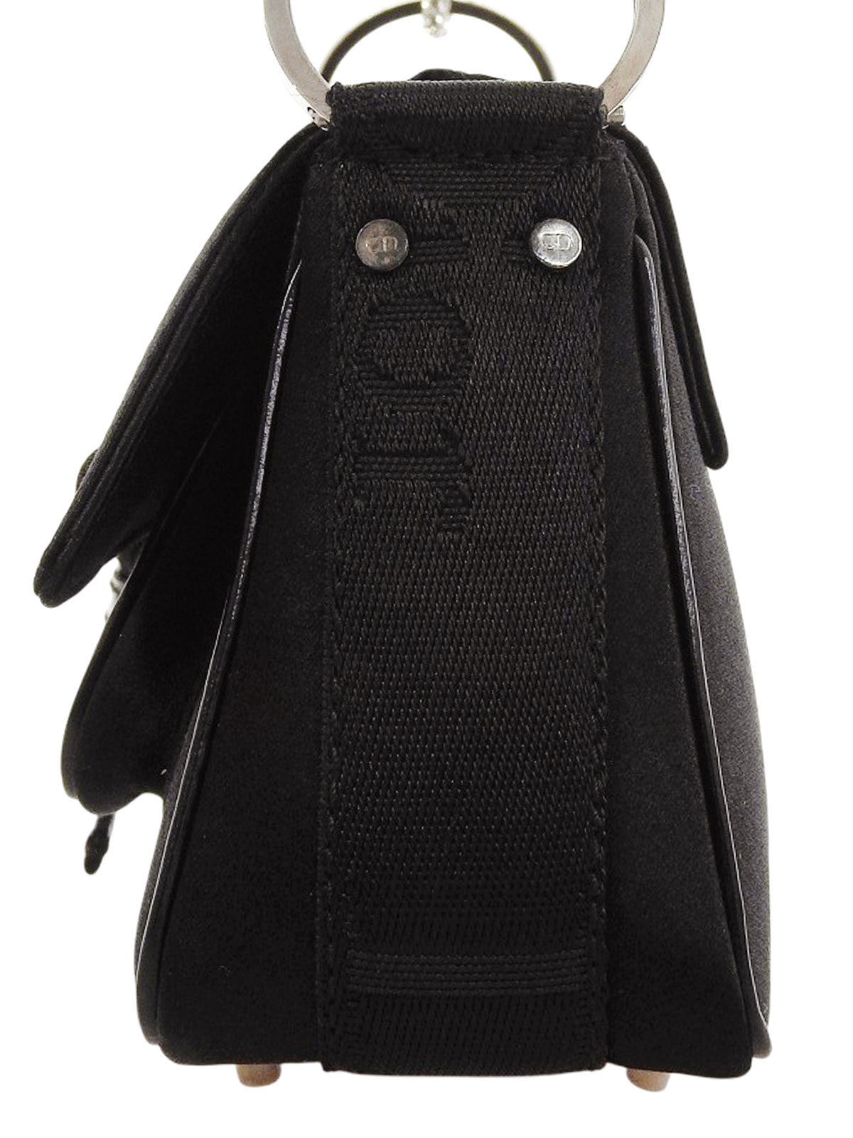 Satin Rhinestone Chain Handbag in Black