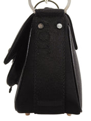 Satin Rhinestone Chain Handbag in Black