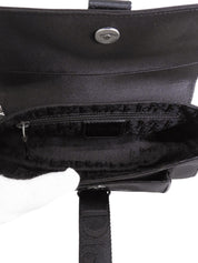 Satin Rhinestone Chain Handbag in Black