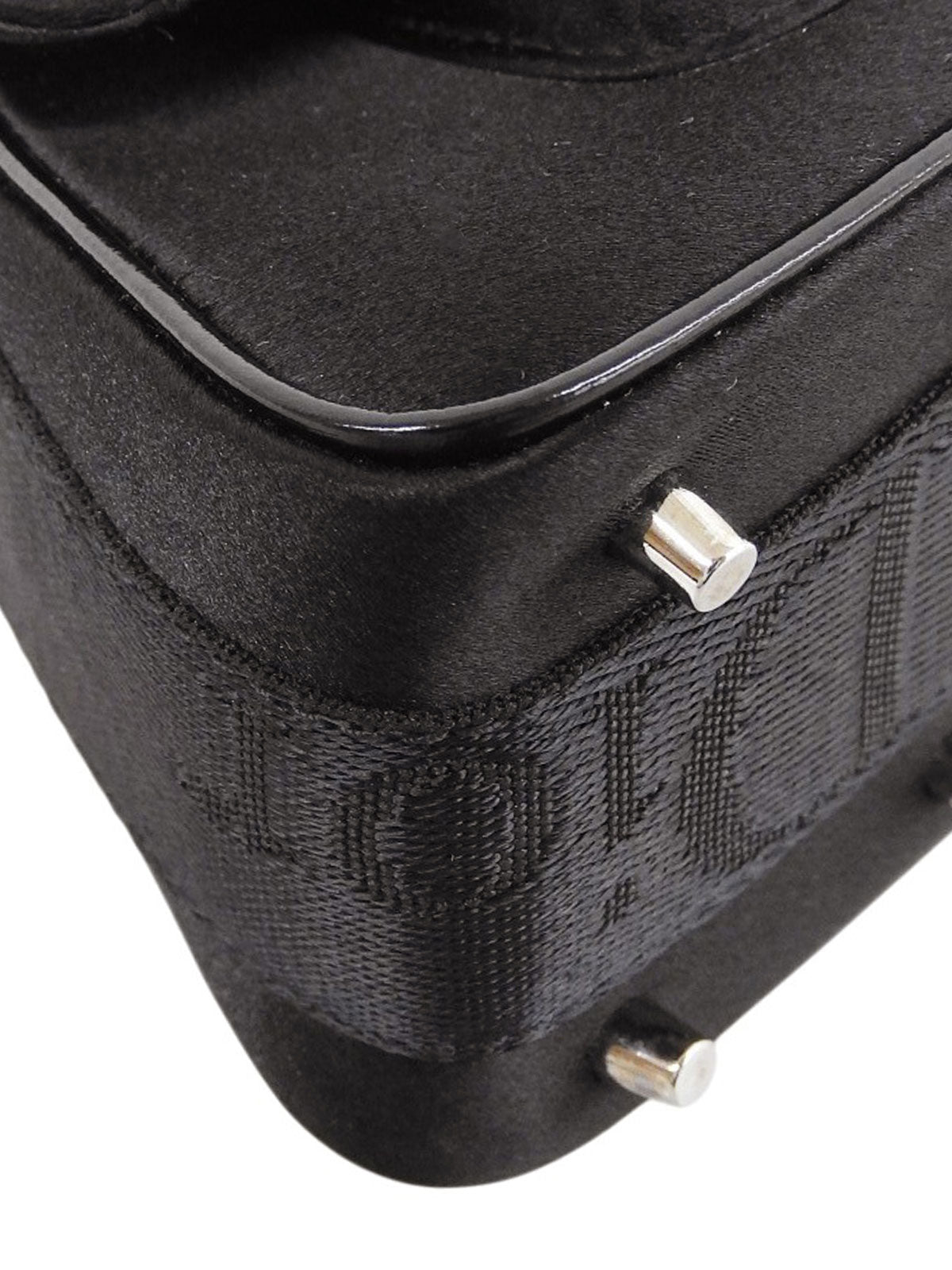 Satin Rhinestone Chain Handbag in Black