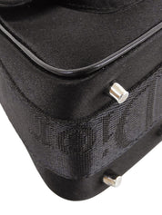 Satin Rhinestone Chain Handbag in Black