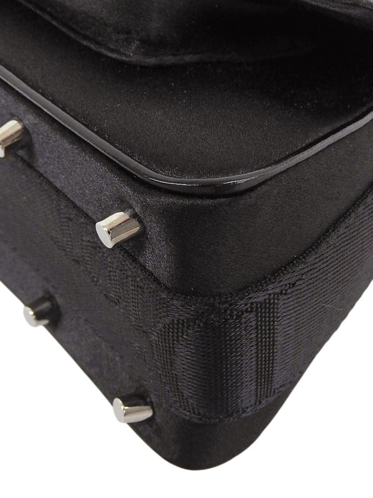 Satin Rhinestone Chain Handbag in Black