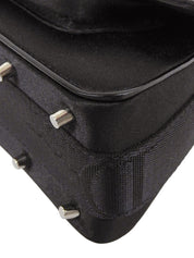 Satin Rhinestone Chain Handbag in Black