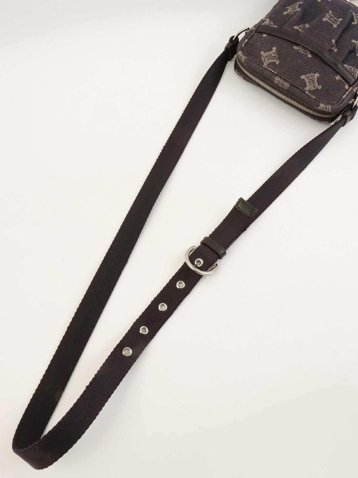 デニムマカダムパターンショルダーバッグ インディゴ