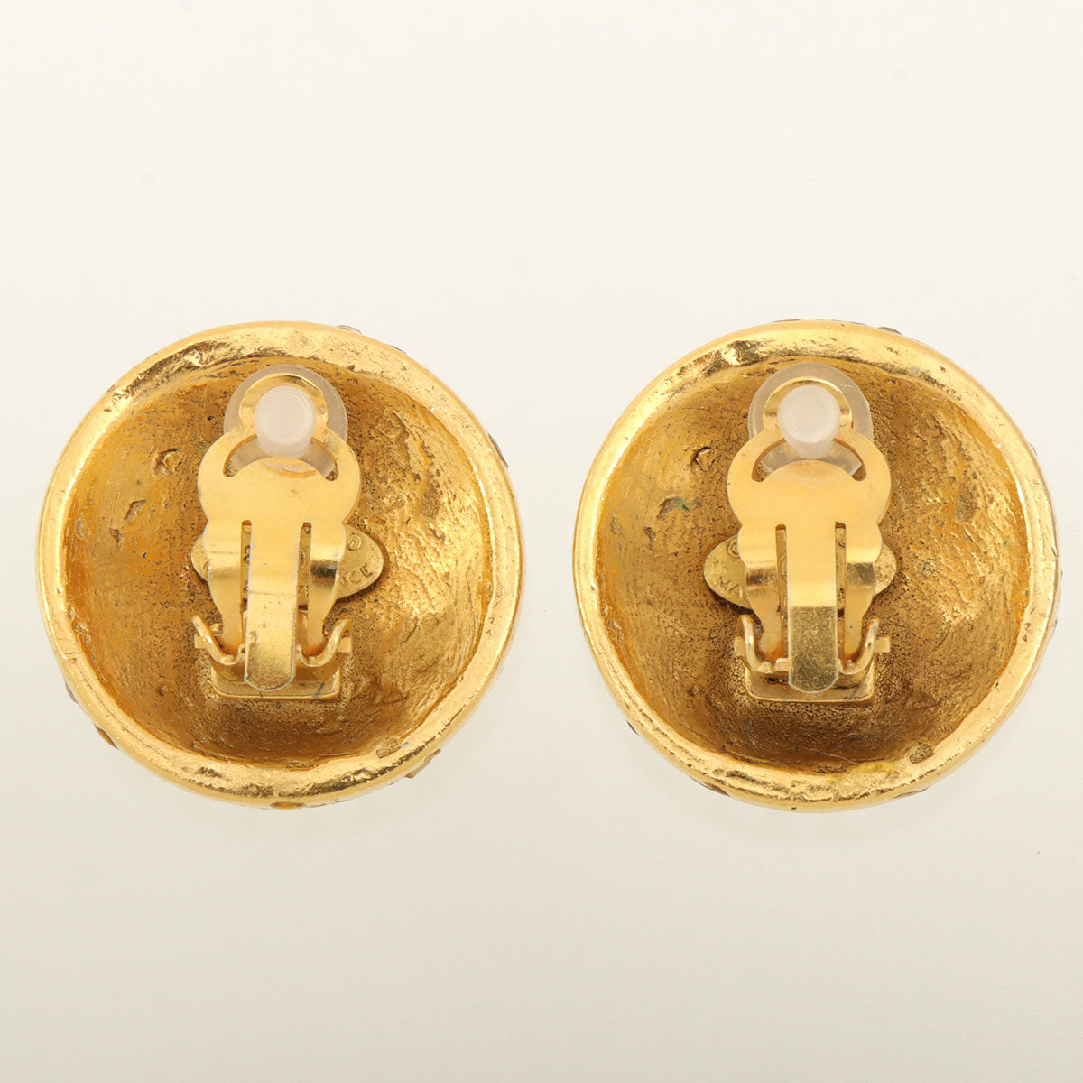 1988 Rhinestone 4CC Mark Earrings, Gold