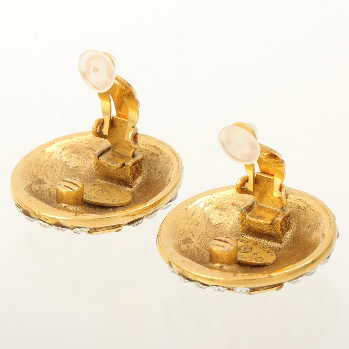 1988 Rhinestone 4CC Mark Earrings, Gold