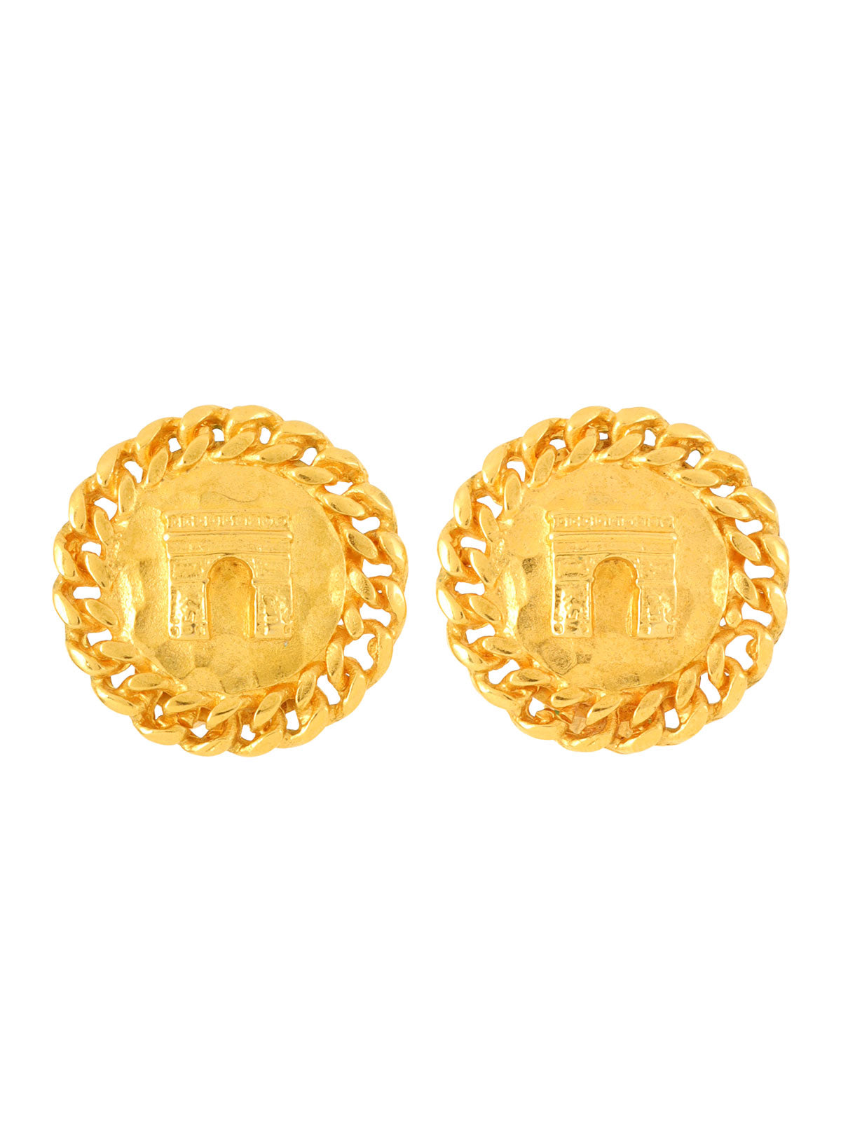 Round Arc de Triomphe Motif Earrings in Gold