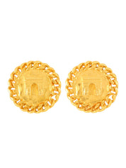Round Arc de Triomphe Motif Earrings in Gold