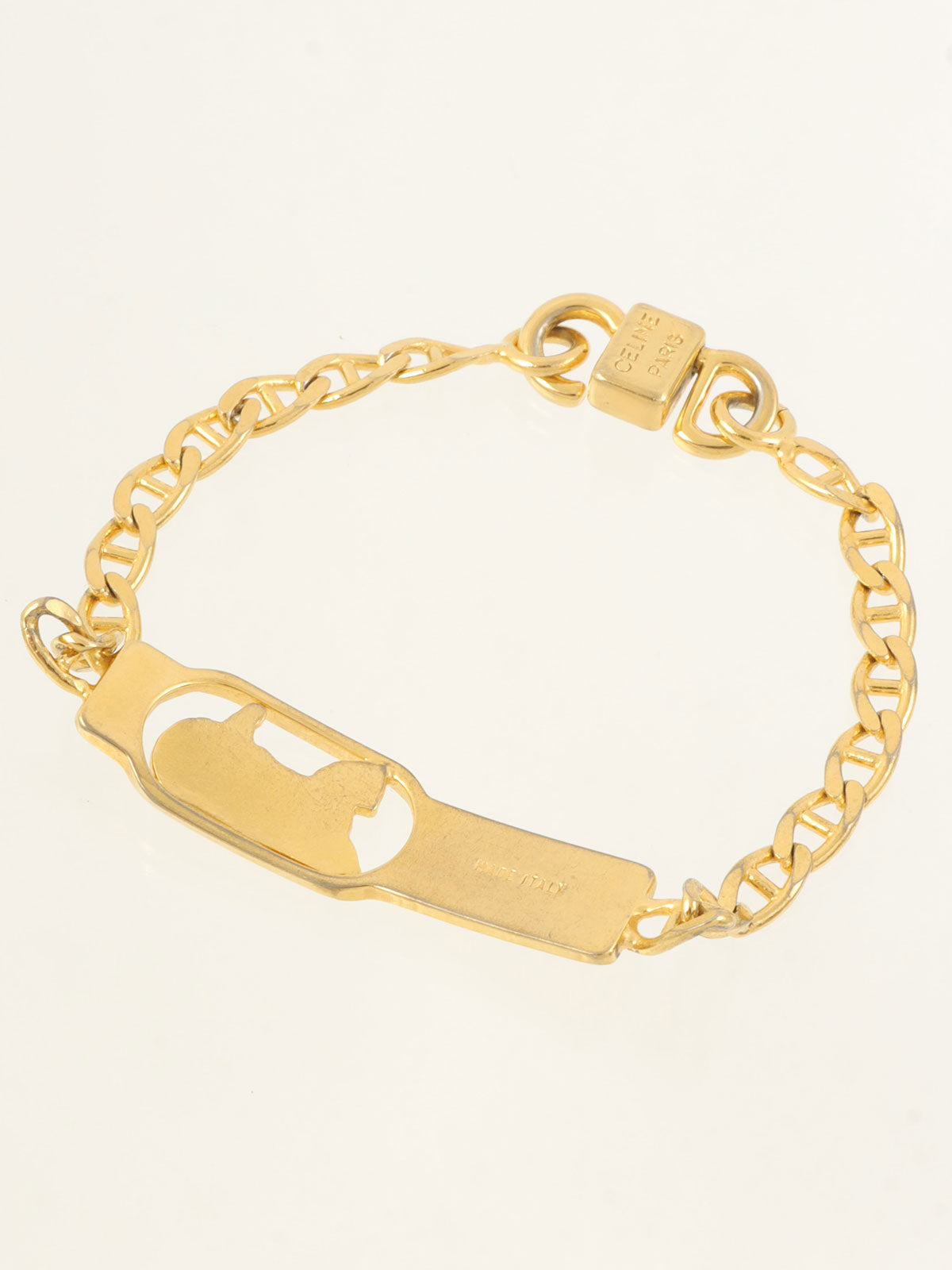 ホースキャリッジプレートチェーンブレスレット ゴールド