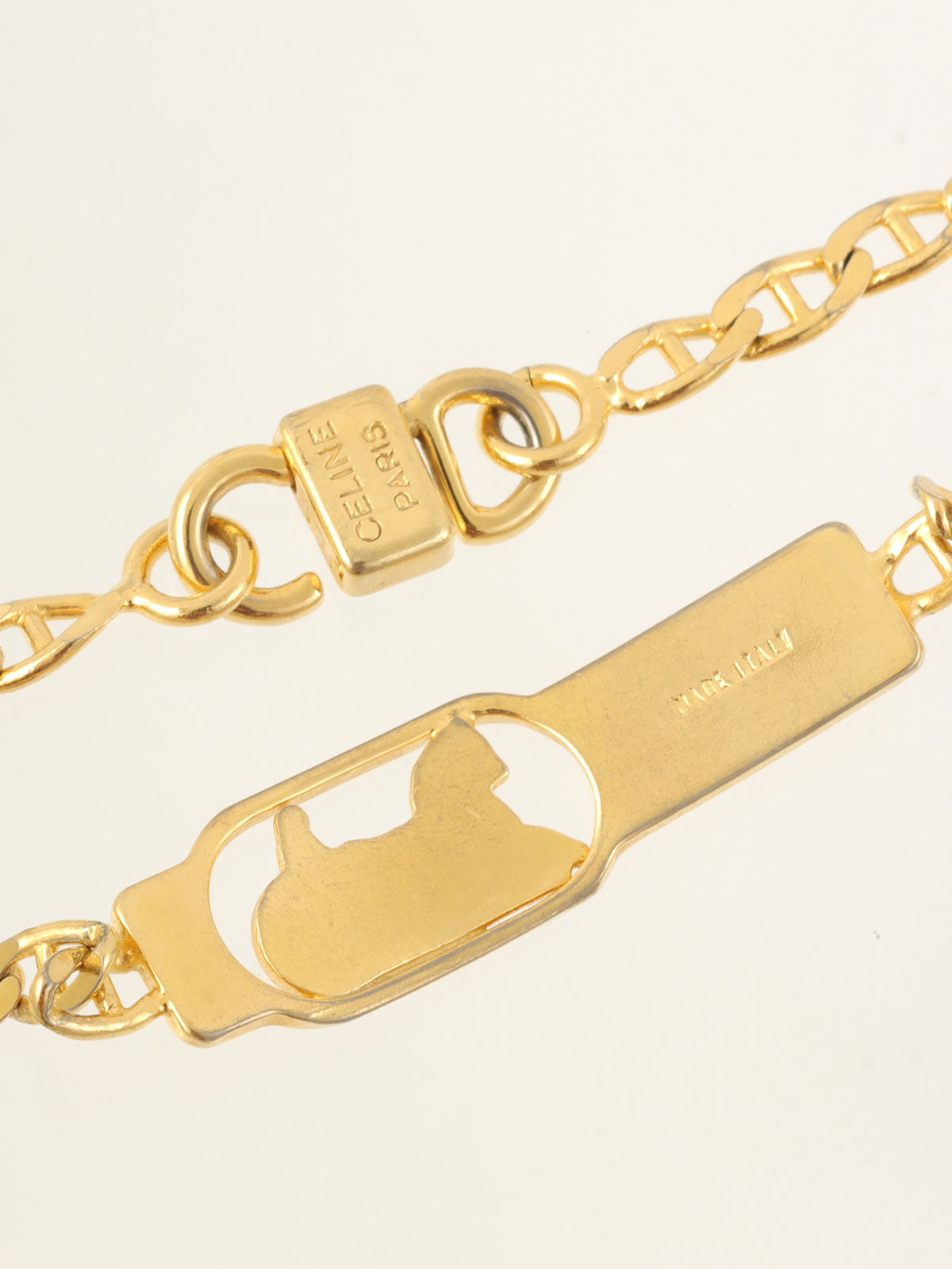 ホースキャリッジプレートチェーンブレスレット ゴールド