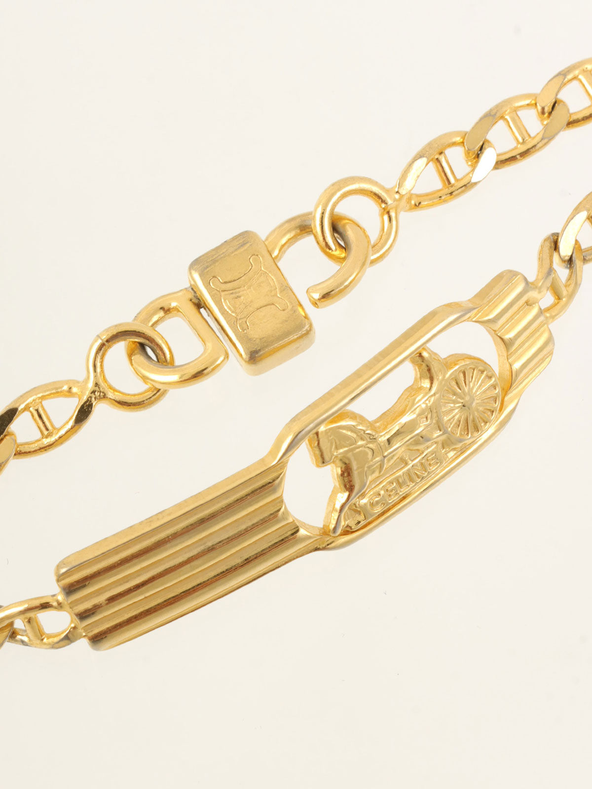 ホースキャリッジプレートチェーンブレスレット ゴールド