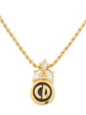 ラインストーンロゴネックレス　ゴールド