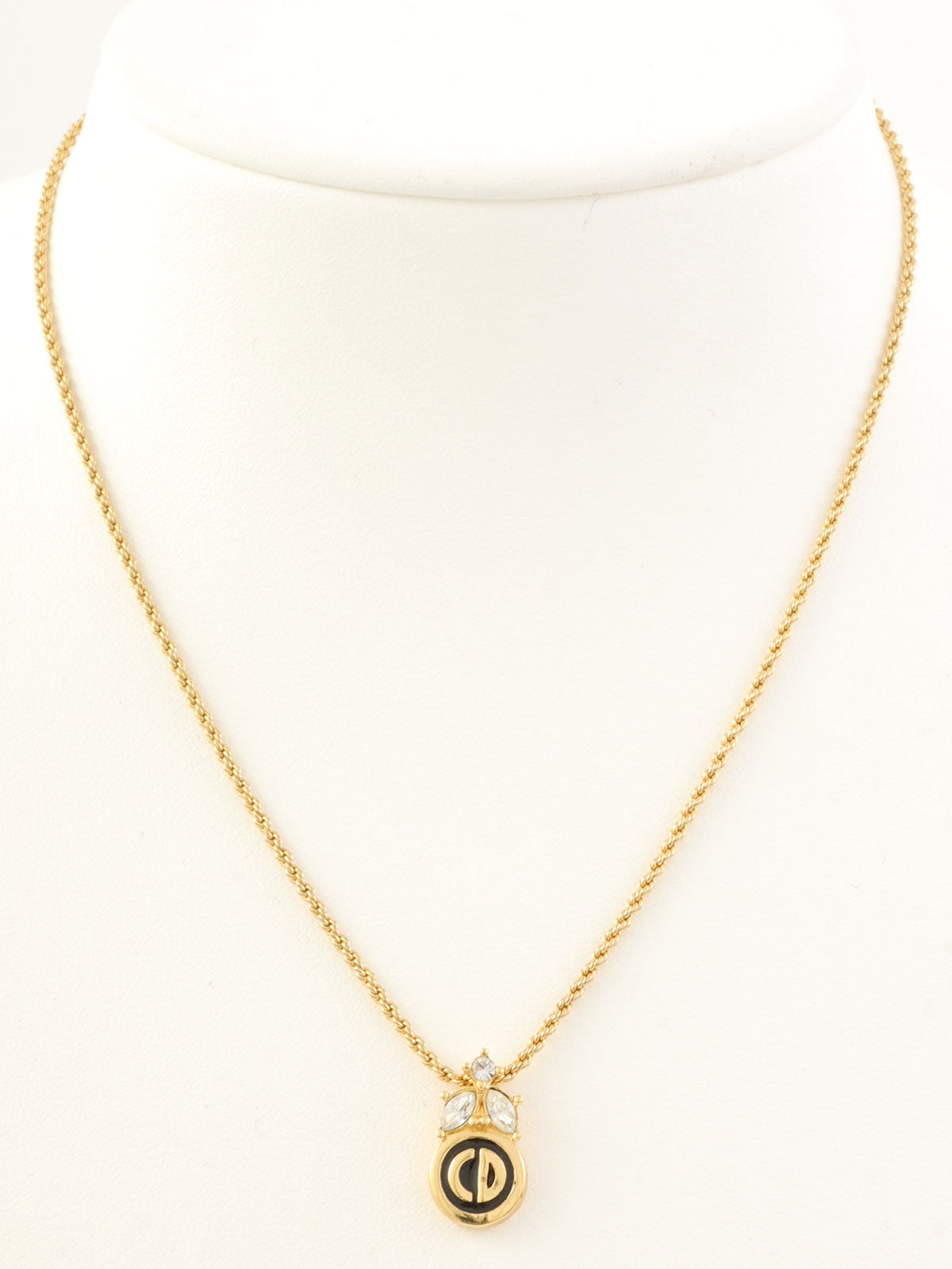 ラインストーンロゴネックレス　ゴールド