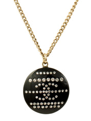 2009 Rhinestone Round CC Mark Design Necklace in Gold/Black