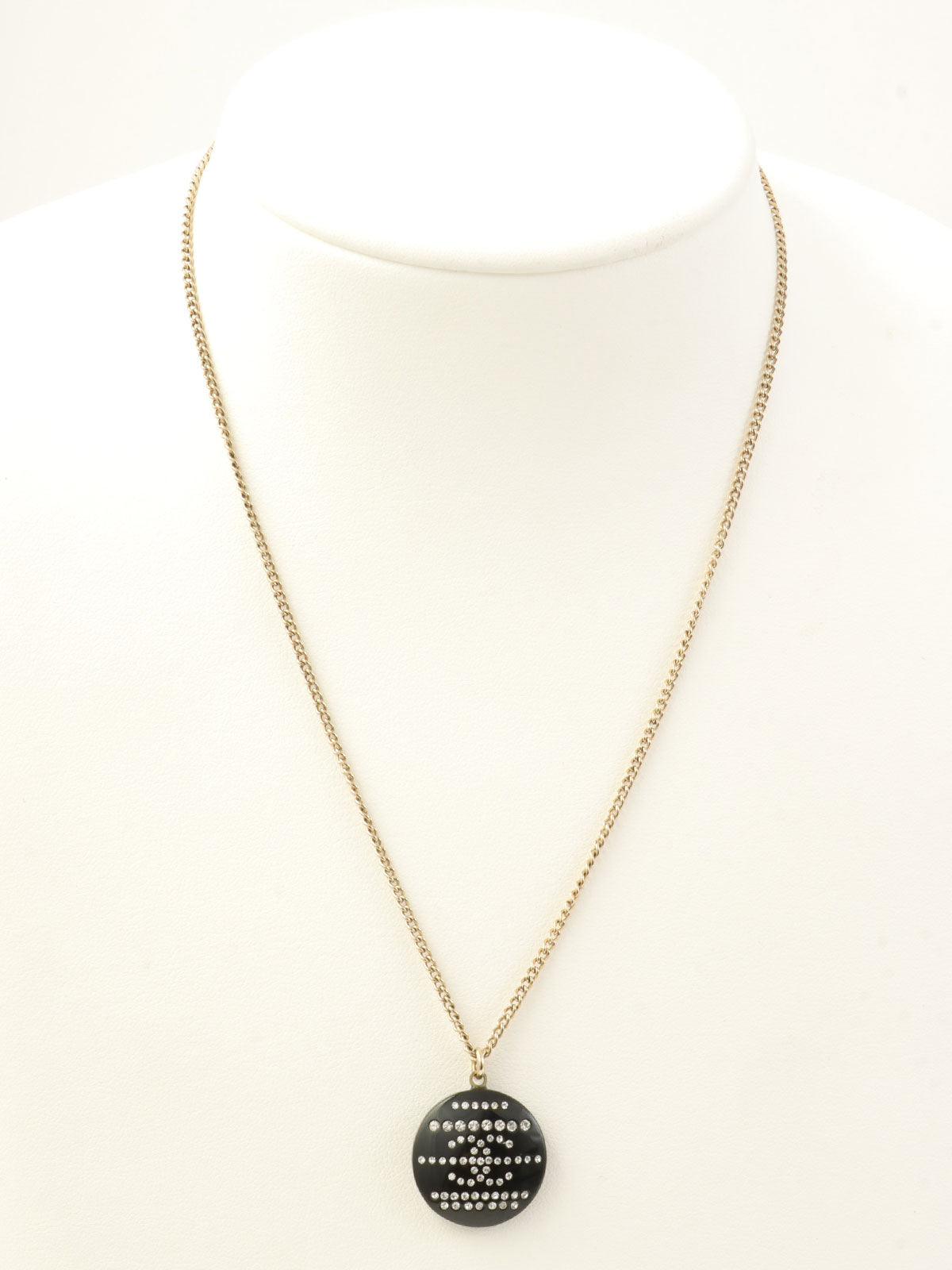 2009年製 ラインストーンラウンドCCマークデザインネックレス ゴールド/ブラック