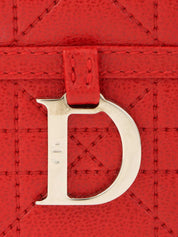 红色藤格纹缝线化妆包