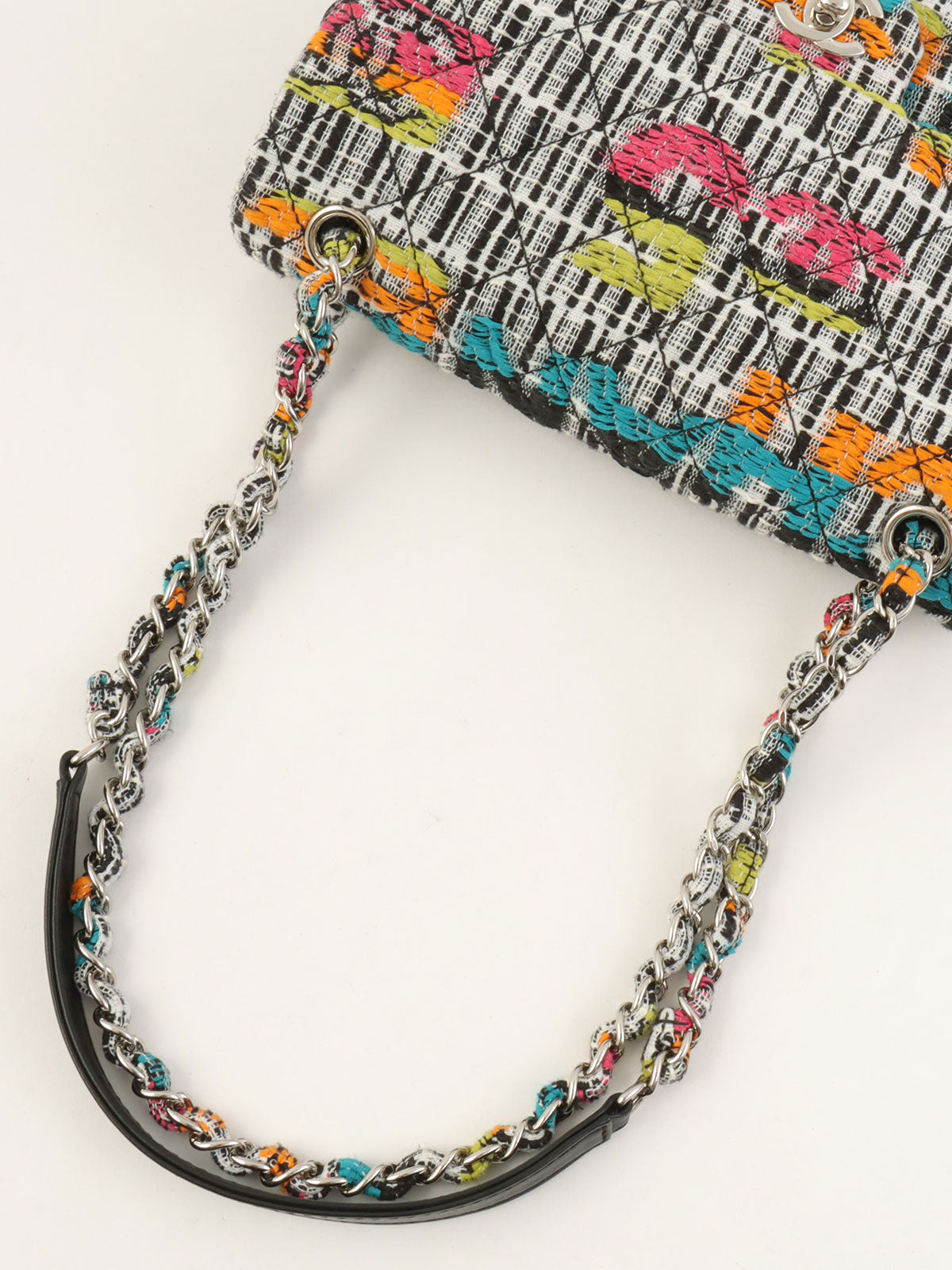 2015 Tweed CC Turnlock Chain Shoulder Bag, Black/Multi