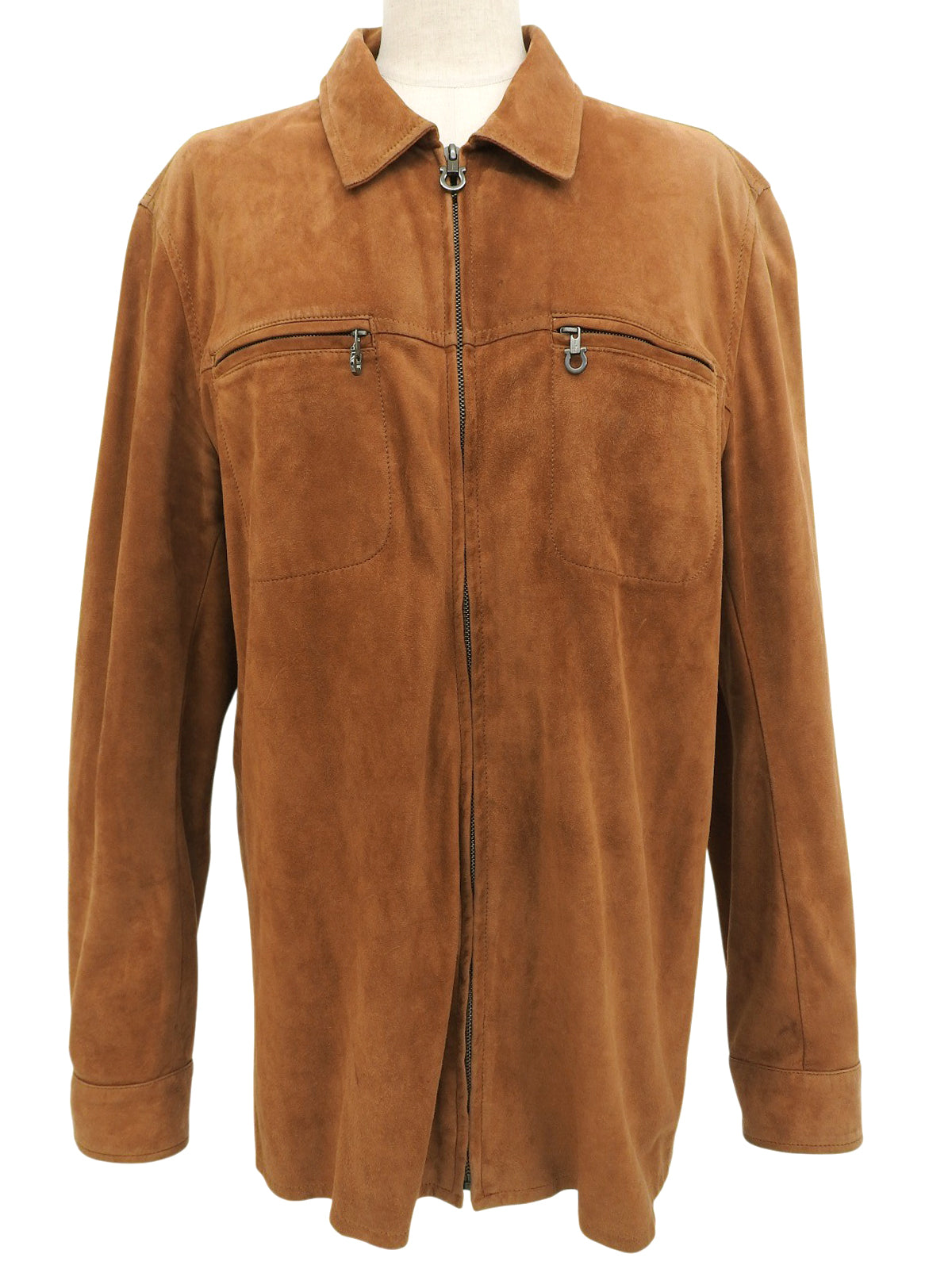 スエードガンチーニプレートジャケット ブラウン