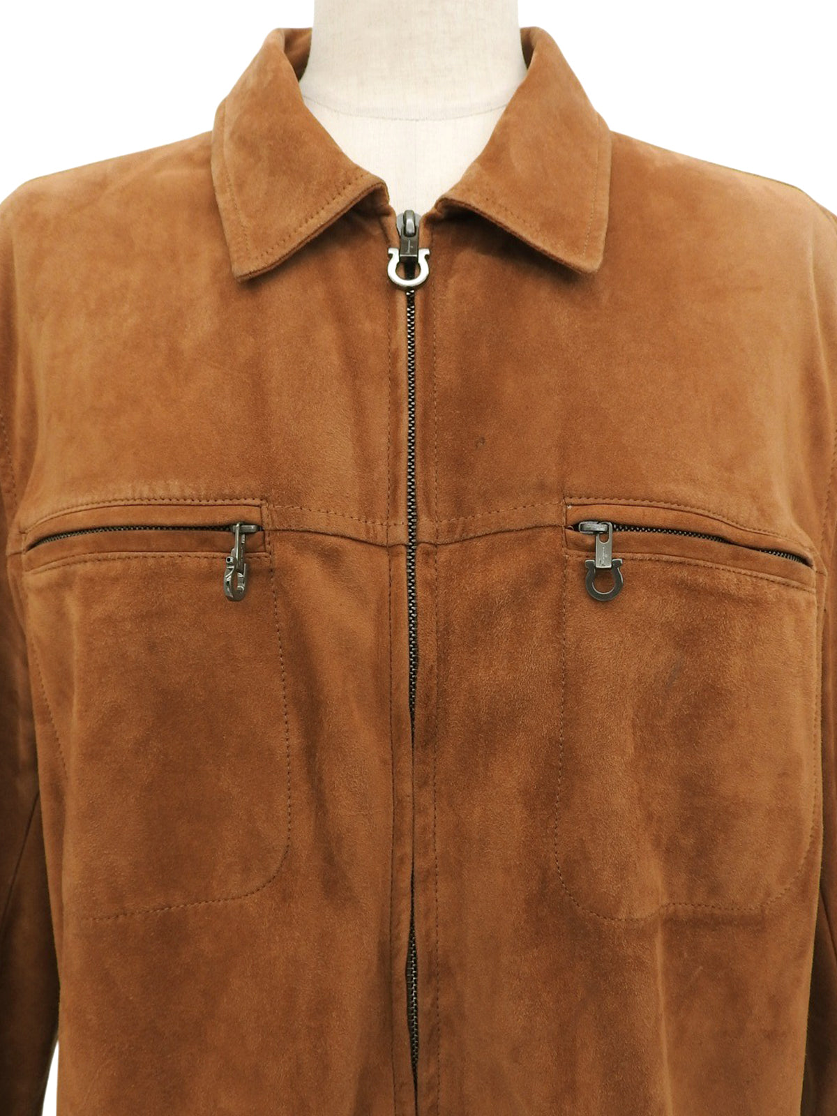 スエードガンチーニプレートジャケット ブラウン