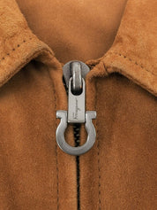 スエードガンチーニプレートジャケット ブラウン