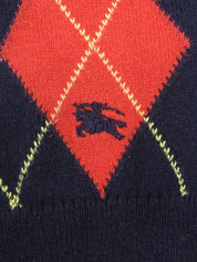 Argyle Pattern Short Sleeve Knit Vest Navy/Multi