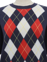Argyle Pattern Short Sleeve Knit Vest Navy/Multi