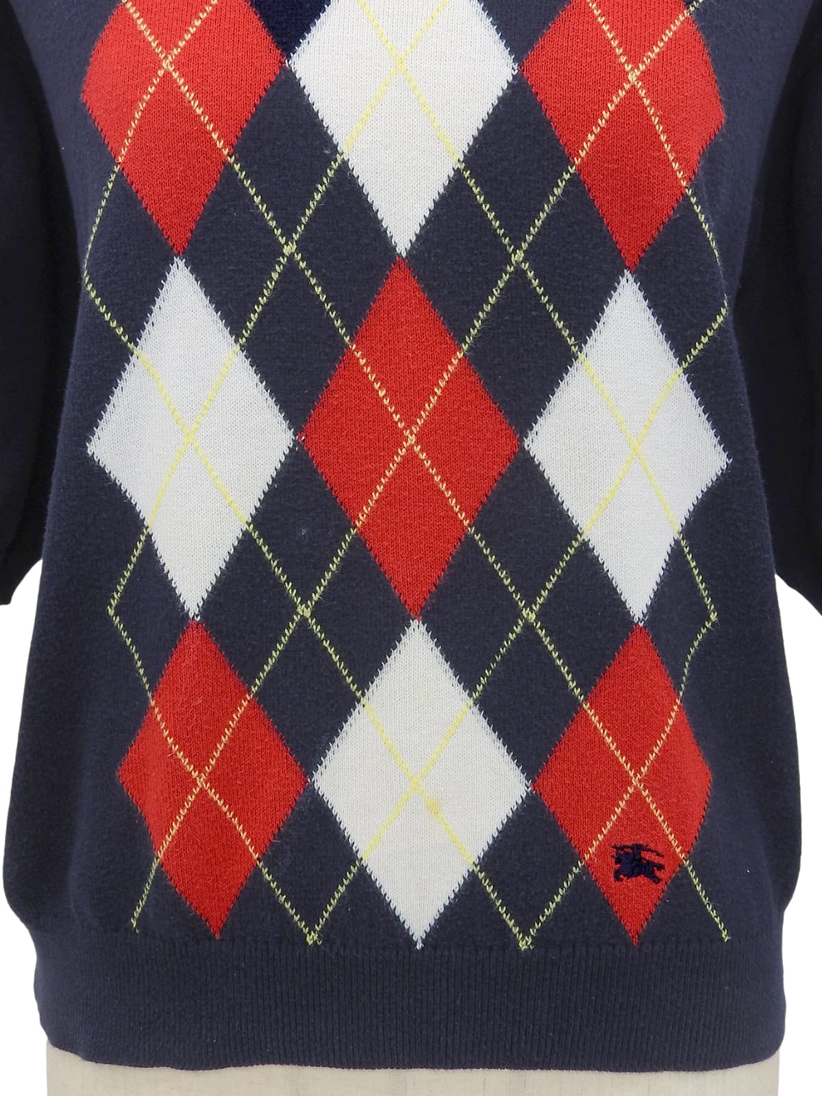 Argyle Pattern Short Sleeve Knit Vest Navy/Multi