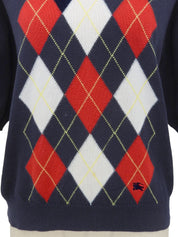 Argyle Pattern Short Sleeve Knit Vest Navy/Multi