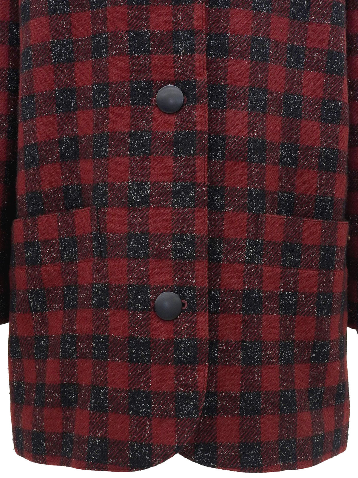 チェックパターンノーカラージャケット レッド/ブラック
