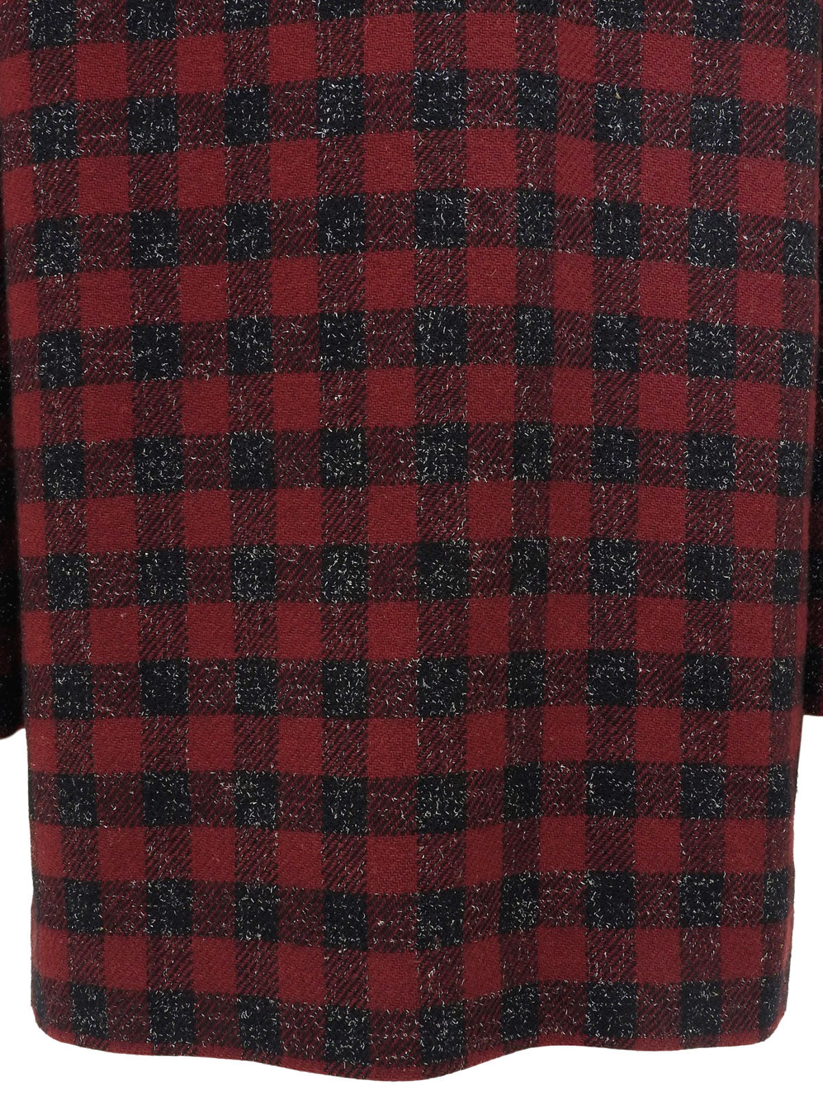 チェックパターンノーカラージャケット レッド/ブラック