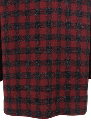 チェックパターンノーカラージャケット レッド/ブラック