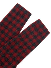 チェックパターンノーカラージャケット レッド/ブラック