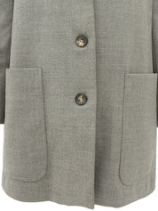 Grey wool logo button jacket