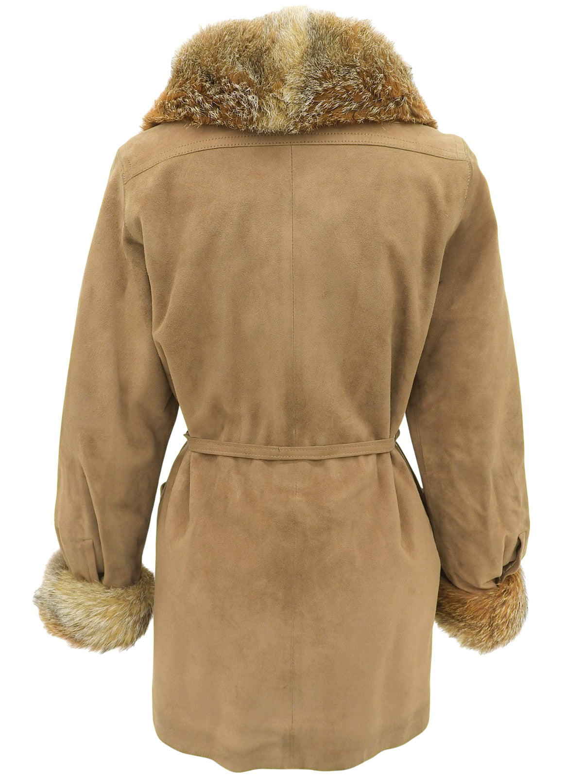 Brown suede fur trim jacket