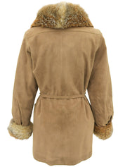 Brown suede fur trim jacket